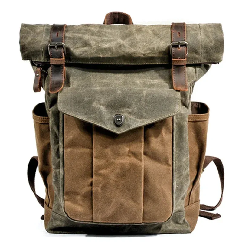 Canvas Oil Wax Backpacks for Men