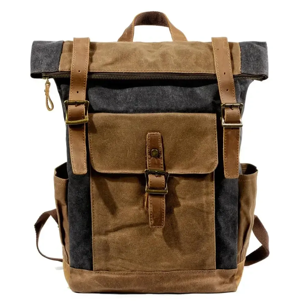 Canvas Oil Wax Backpacks for Men