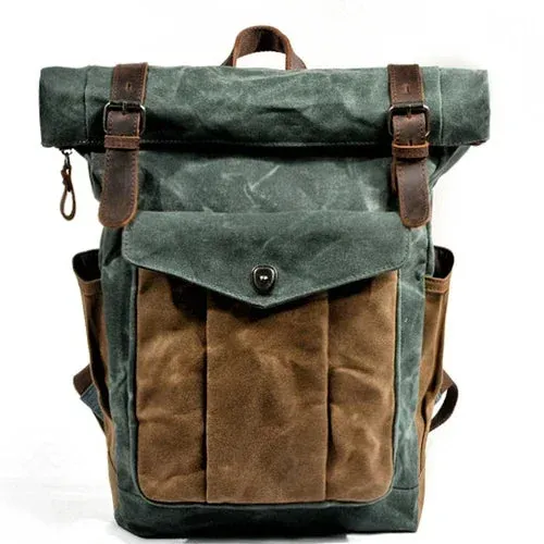 Canvas Oil Wax Backpacks for Men