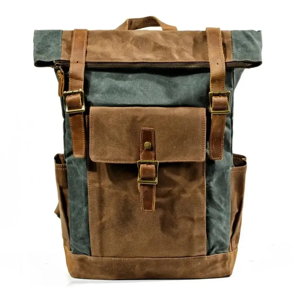 Canvas Oil Wax Backpacks for Men