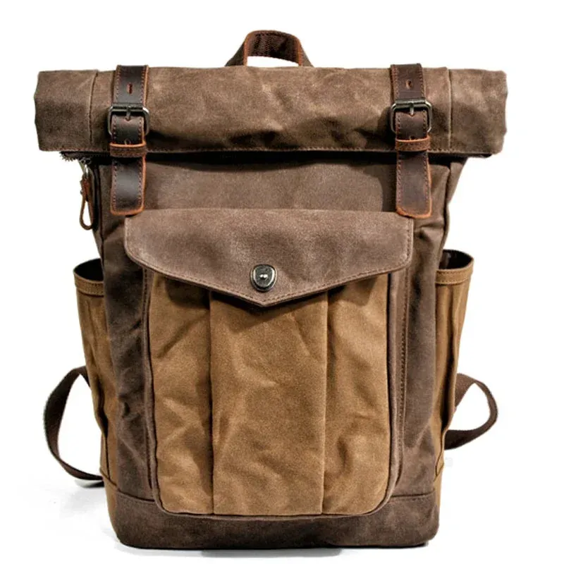 Canvas Oil Wax Backpacks for Men