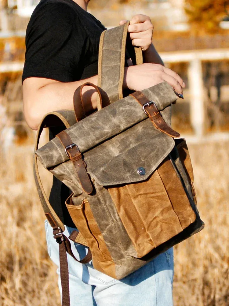 Canvas Oil Wax Backpacks for Men