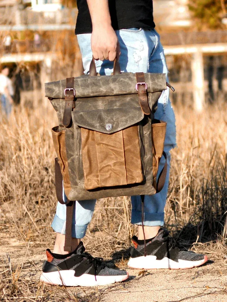 Canvas Oil Wax Backpacks for Men