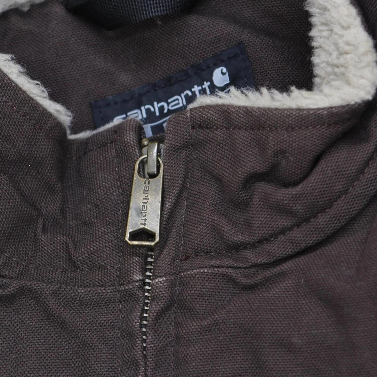 Carhartt Womens Plus Size Relaxed Fit Canvas Sherpa Lined Work Vest Brown 3X