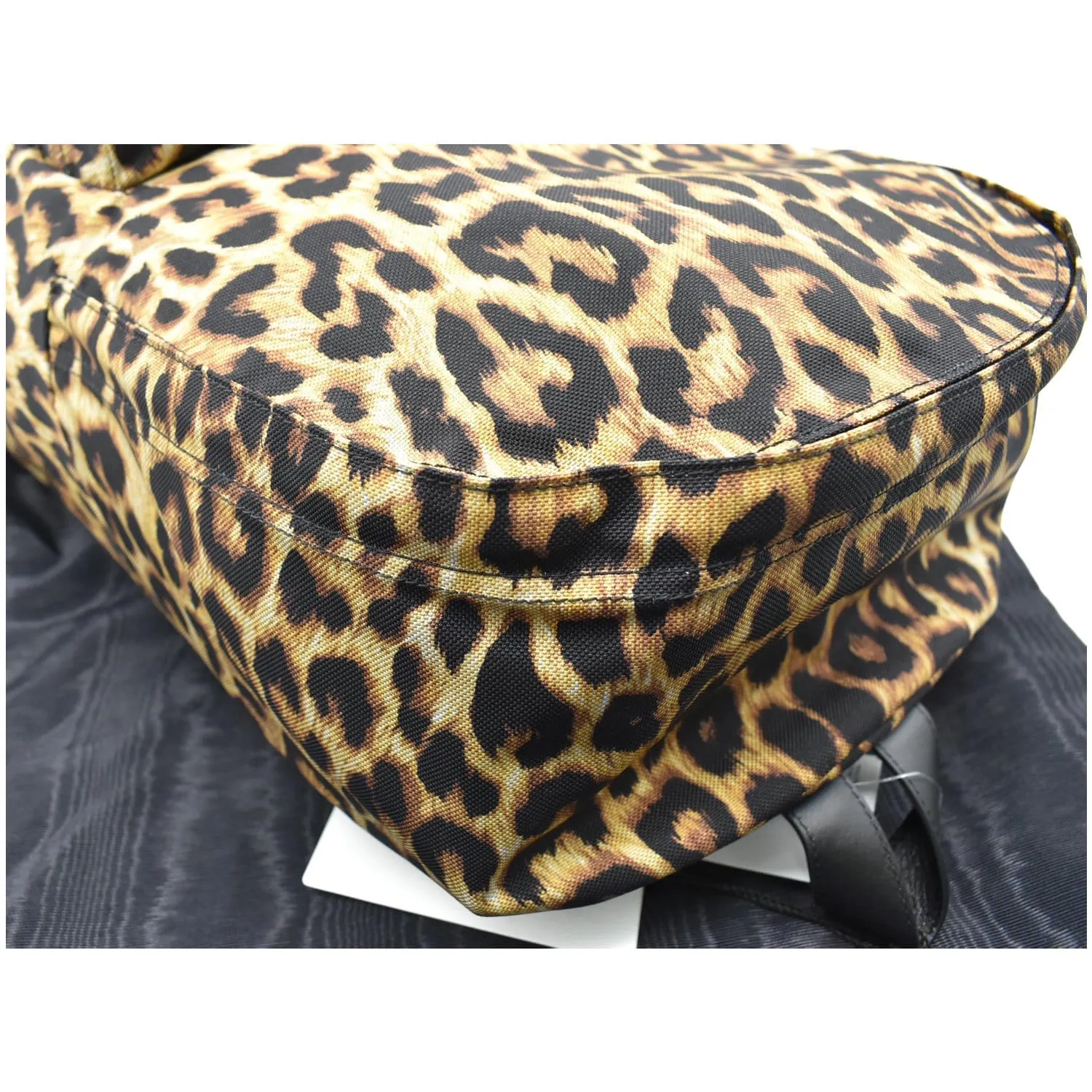 CELINE Leopard Medium Print Canvas Backpack Bag Brown