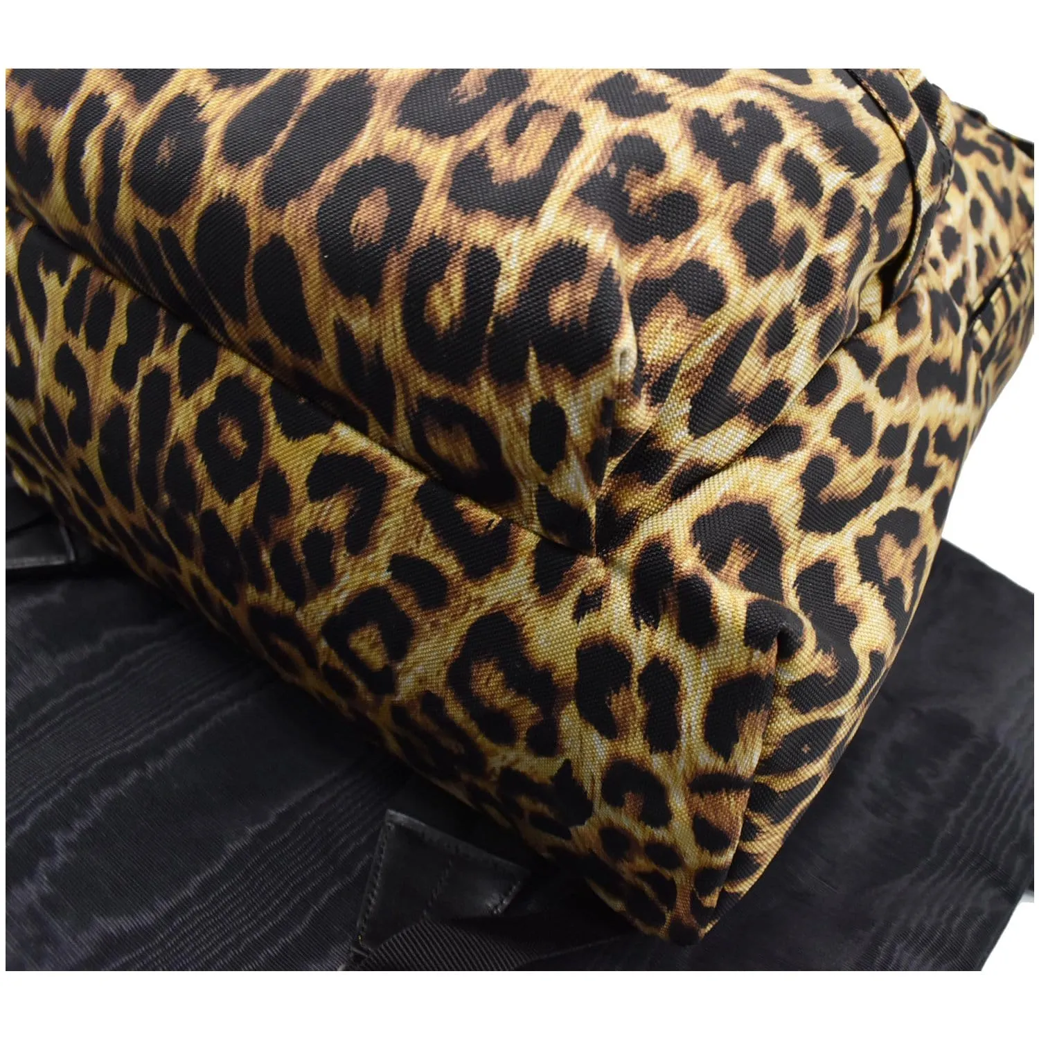 CELINE Leopard Medium Print Canvas Backpack Bag Brown