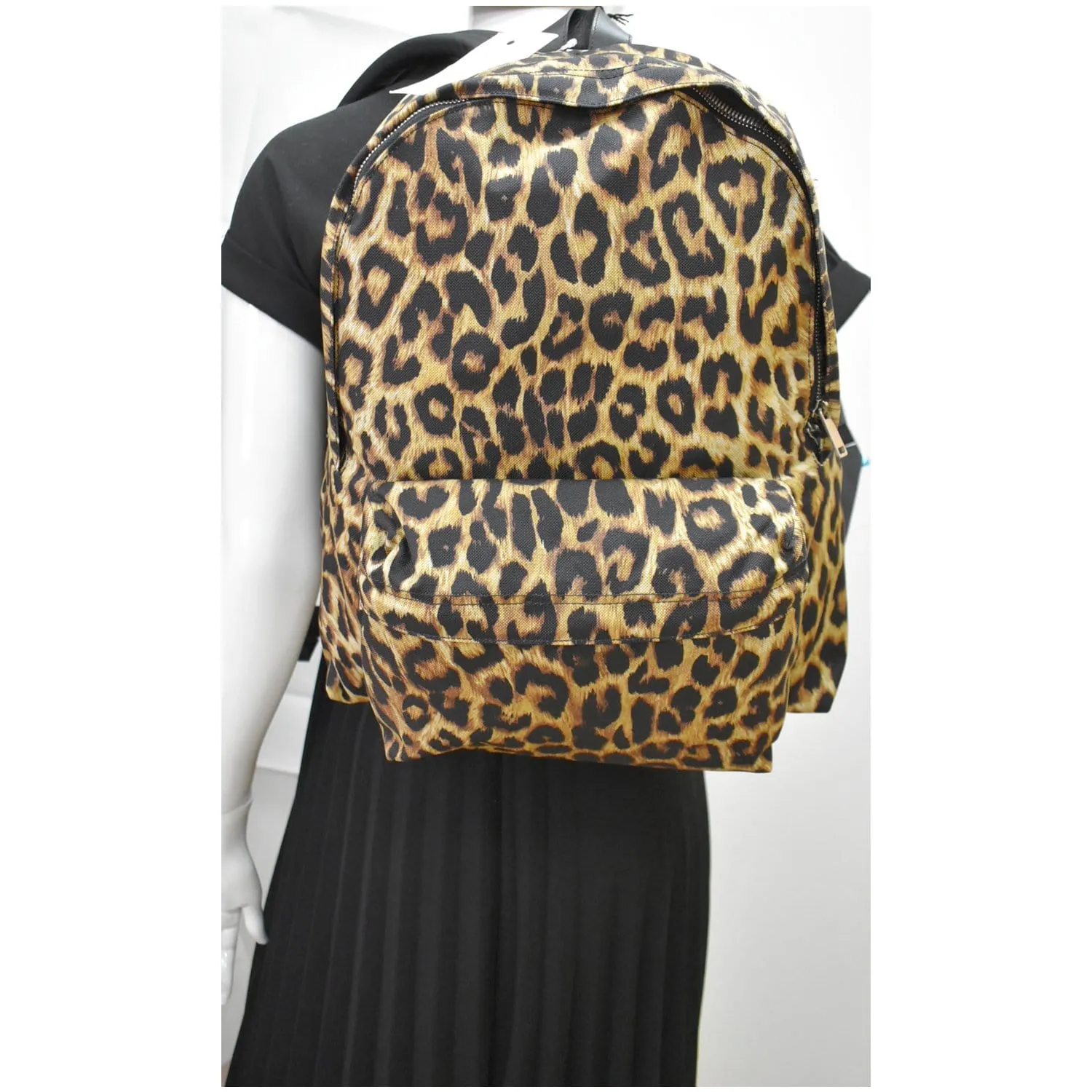 CELINE Leopard Medium Print Canvas Backpack Bag Brown
