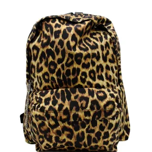 CELINE Leopard Medium Print Canvas Backpack Bag Brown