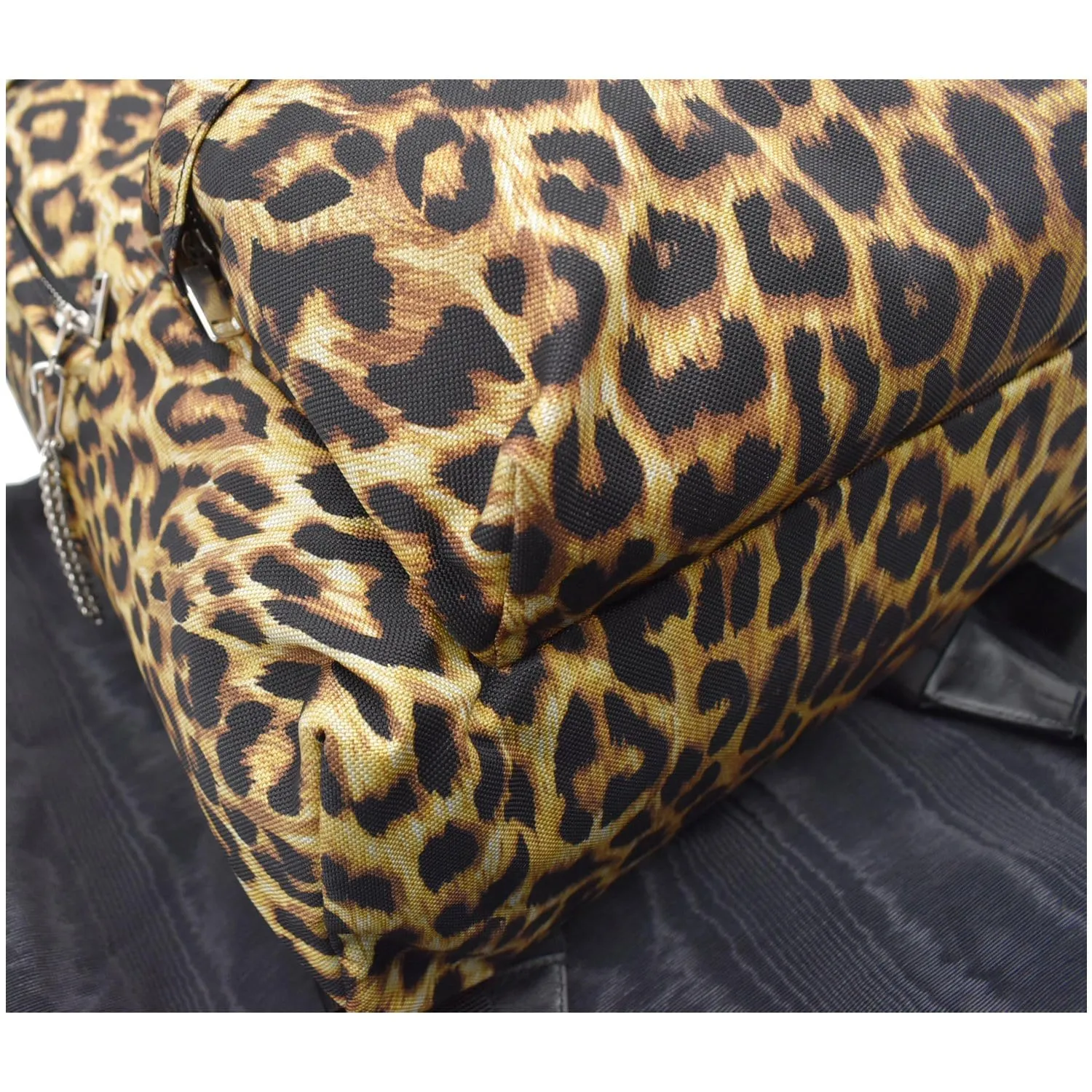 CELINE Leopard Medium Print Canvas Backpack Bag Brown