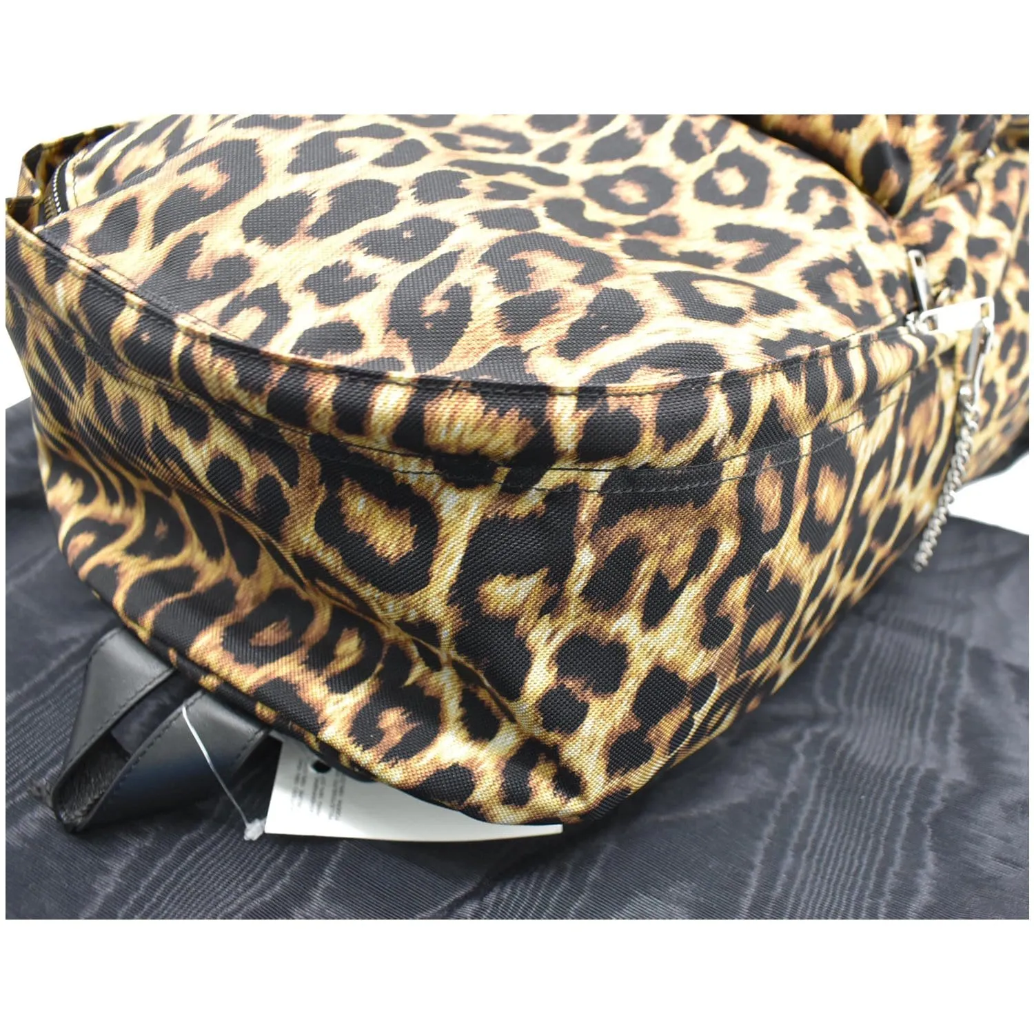 CELINE Leopard Medium Print Canvas Backpack Bag Brown