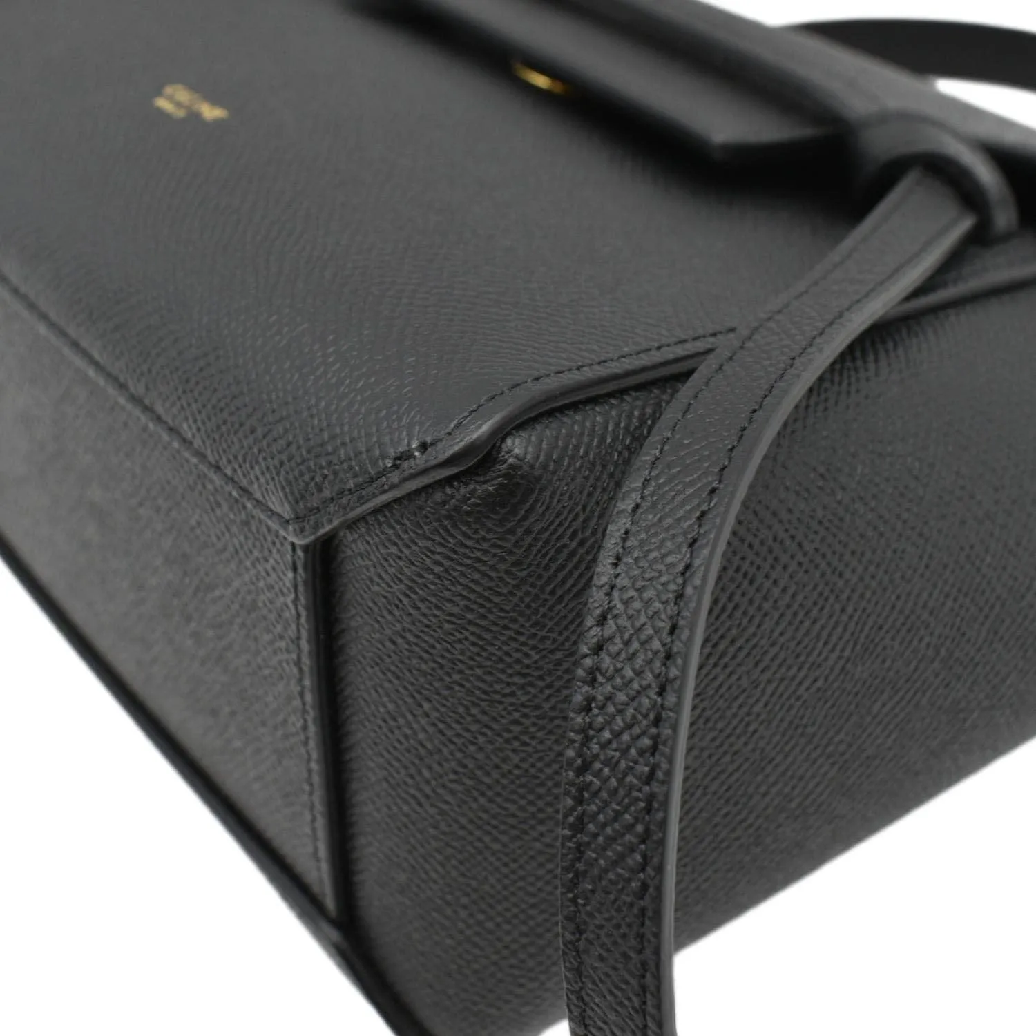CELINE Nano Belt Grained Leather Shoulder Bag Black