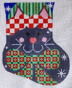 CH-702 - black cat with bow mini stocking