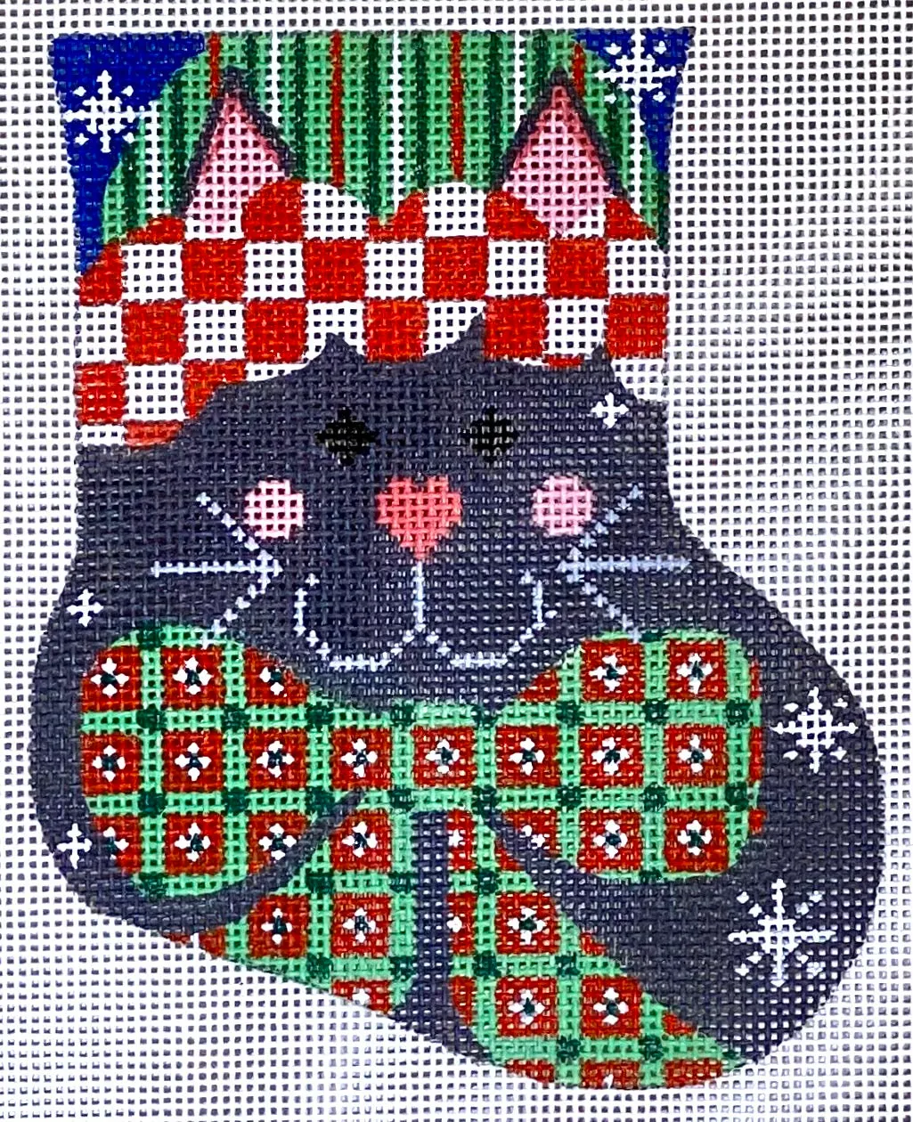 CH-702 - black cat with bow mini stocking