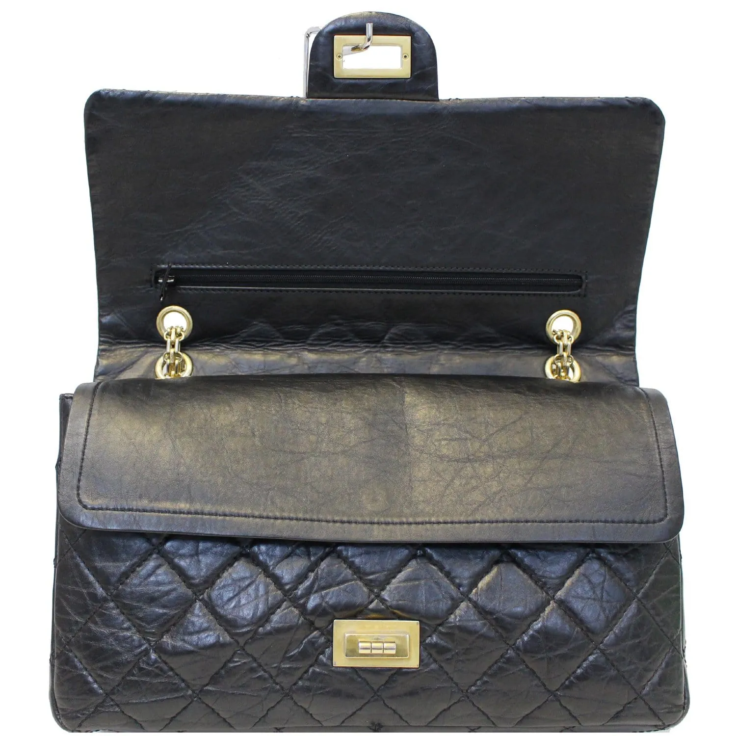 CHANEL 2.55 Reissue Calfskin Leather Flap Shoulder Bag Black