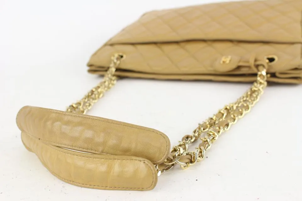 Chanel Beige Quilted Lambskin ShopperTote Chain Bag 593cas615