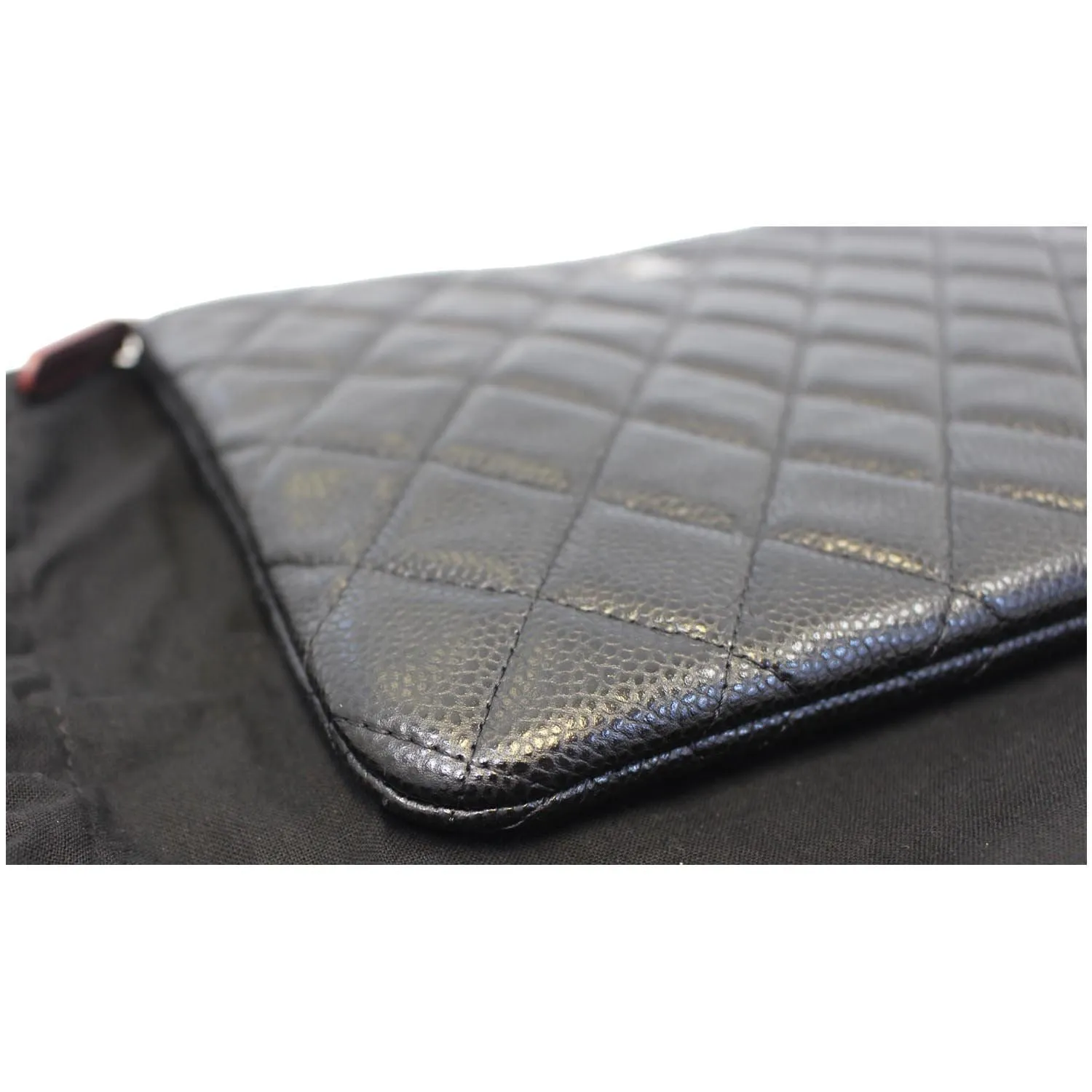 CHANEL Caviar Leather Large O-Case Zip Pouch Black