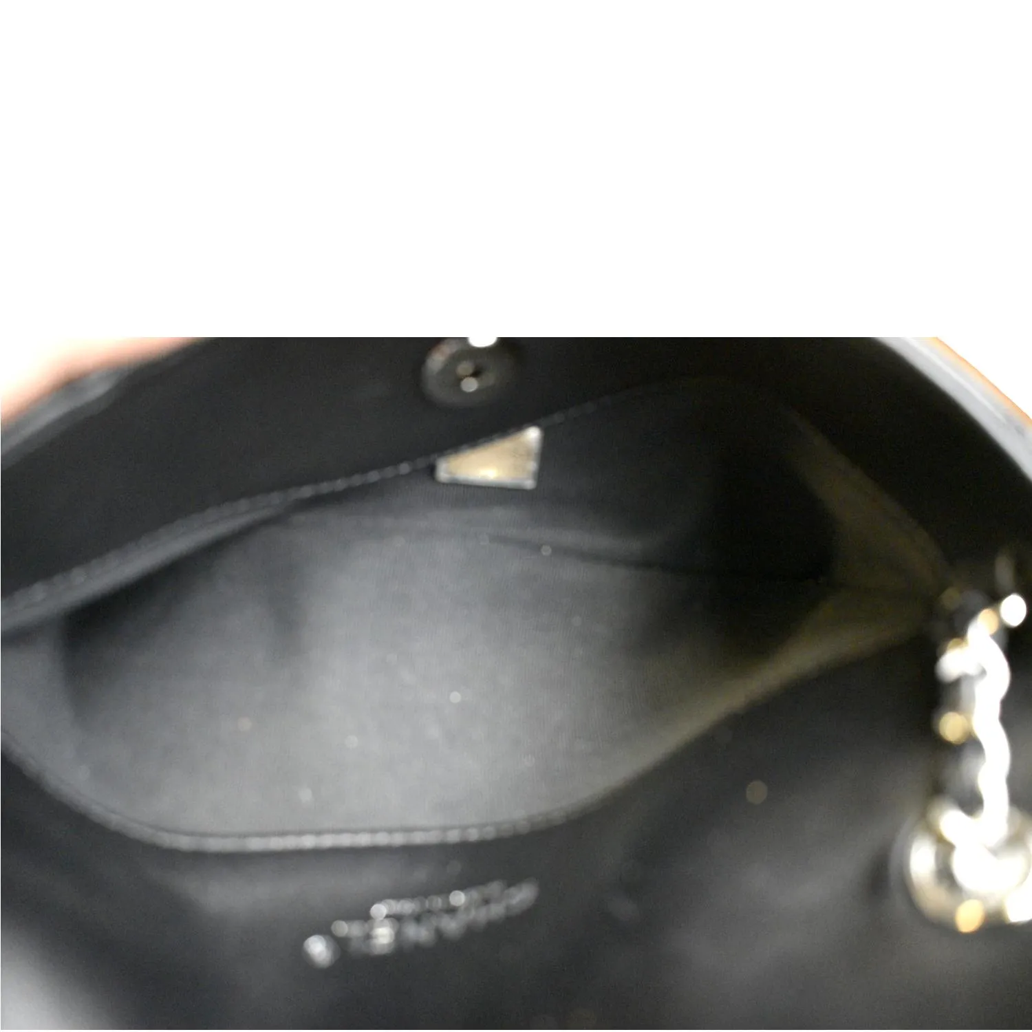 CHANEL CC Envelope Printed Lambskin Leather Chain Clutch Bag Black