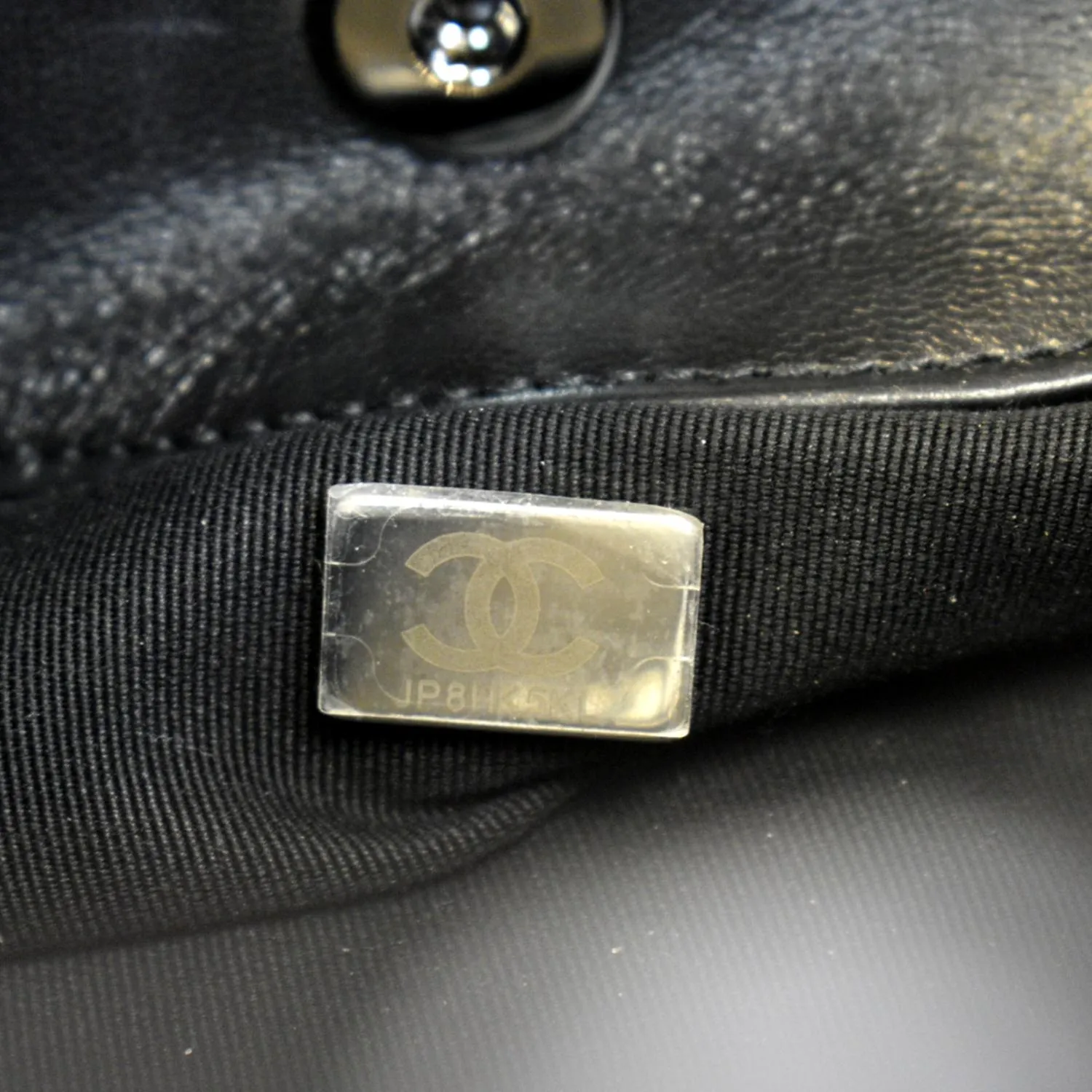 CHANEL CC Envelope Printed Lambskin Leather Chain Clutch Bag Black