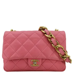 CHANEL CC Funky Town Flap Large Lambskin Quilted Leather Shoulder Bag Pink