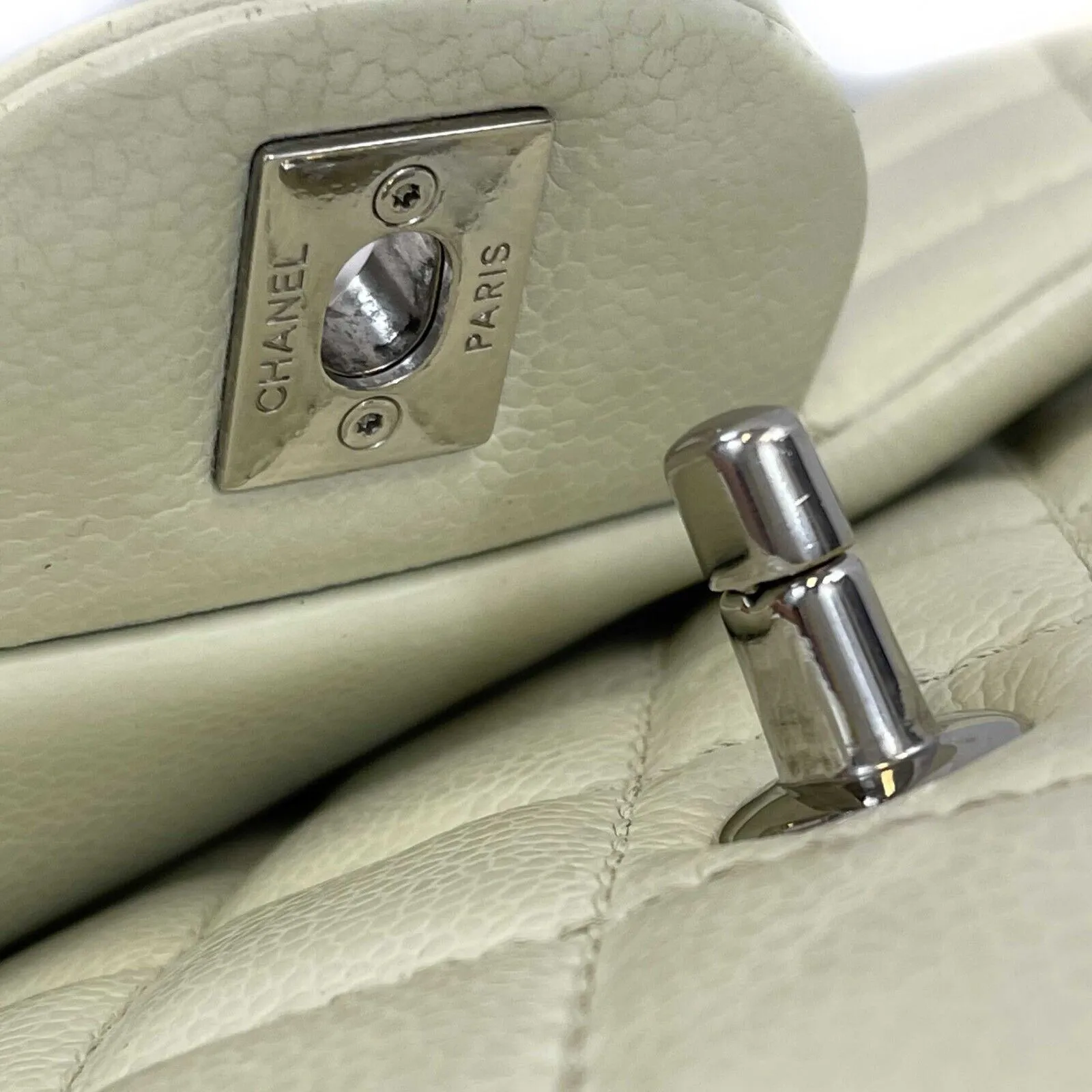 CHANEL - Classic Maxi CC Ecru Single Flap Shoulder Bag