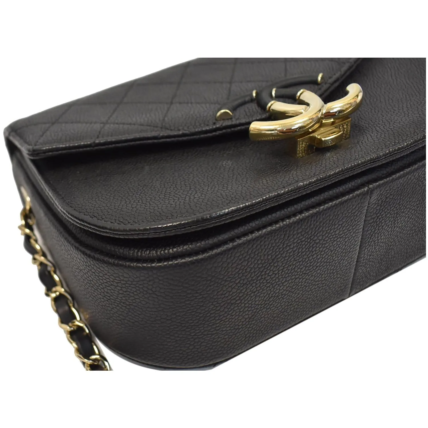 CHANEL Coco Cuba Quilted Grained Calfskin Leather Top Handle Bag Black