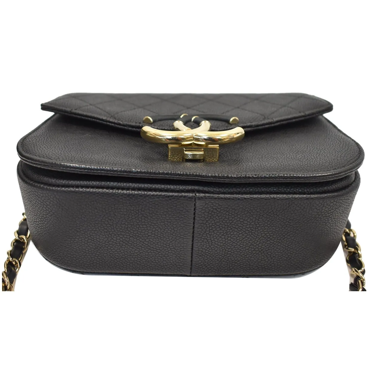 CHANEL Coco Cuba Quilted Grained Calfskin Leather Top Handle Bag Black