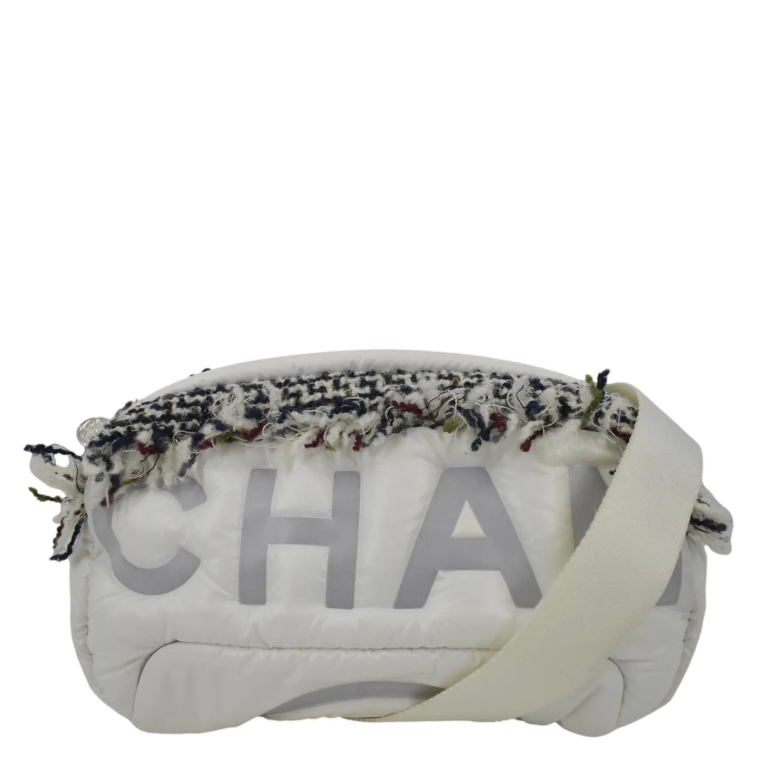 CHANEL Coco Neige Tweed x Nylon Waist Pouch White