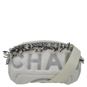CHANEL Coco Neige Tweed x Nylon Waist Pouch White