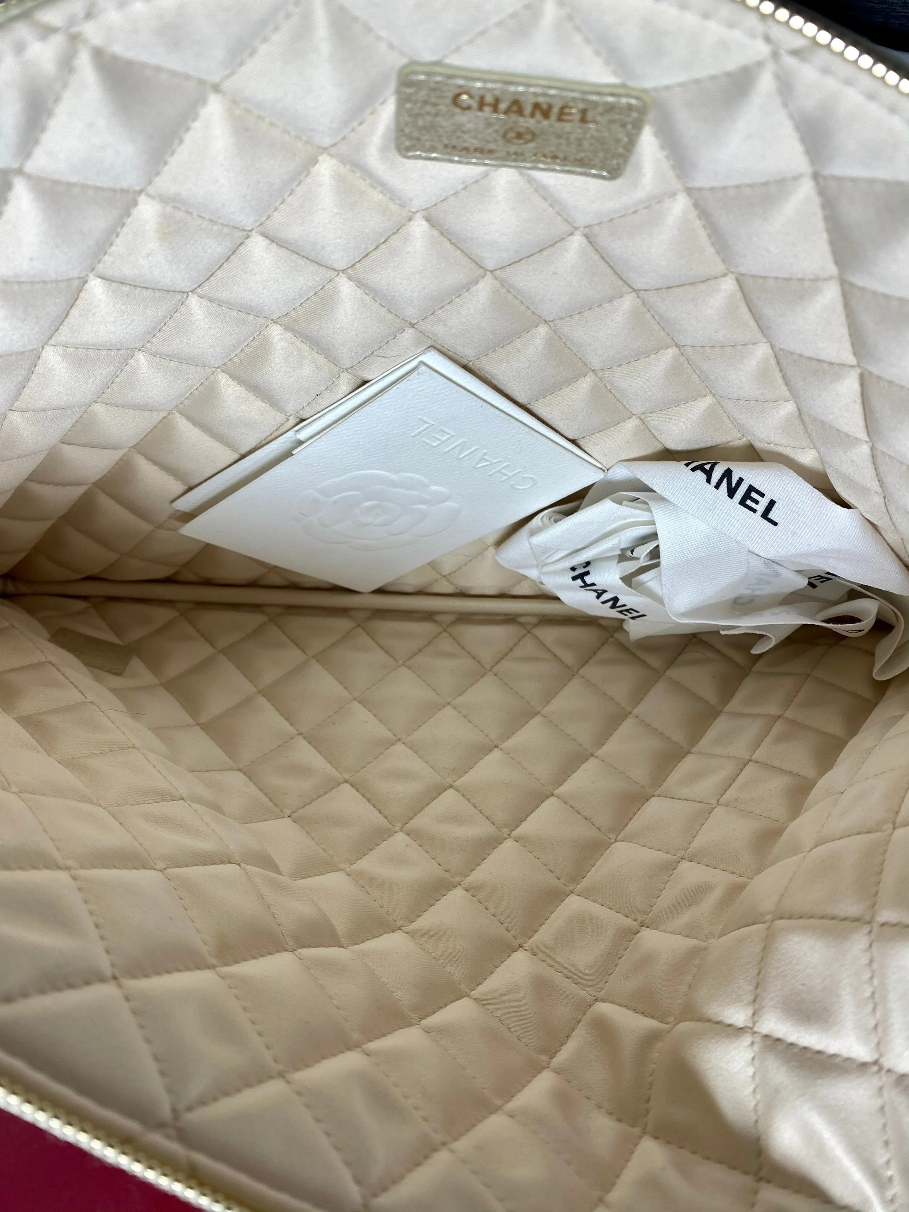 Chanel Metallic Gold O' Case with  Gold Textured CC