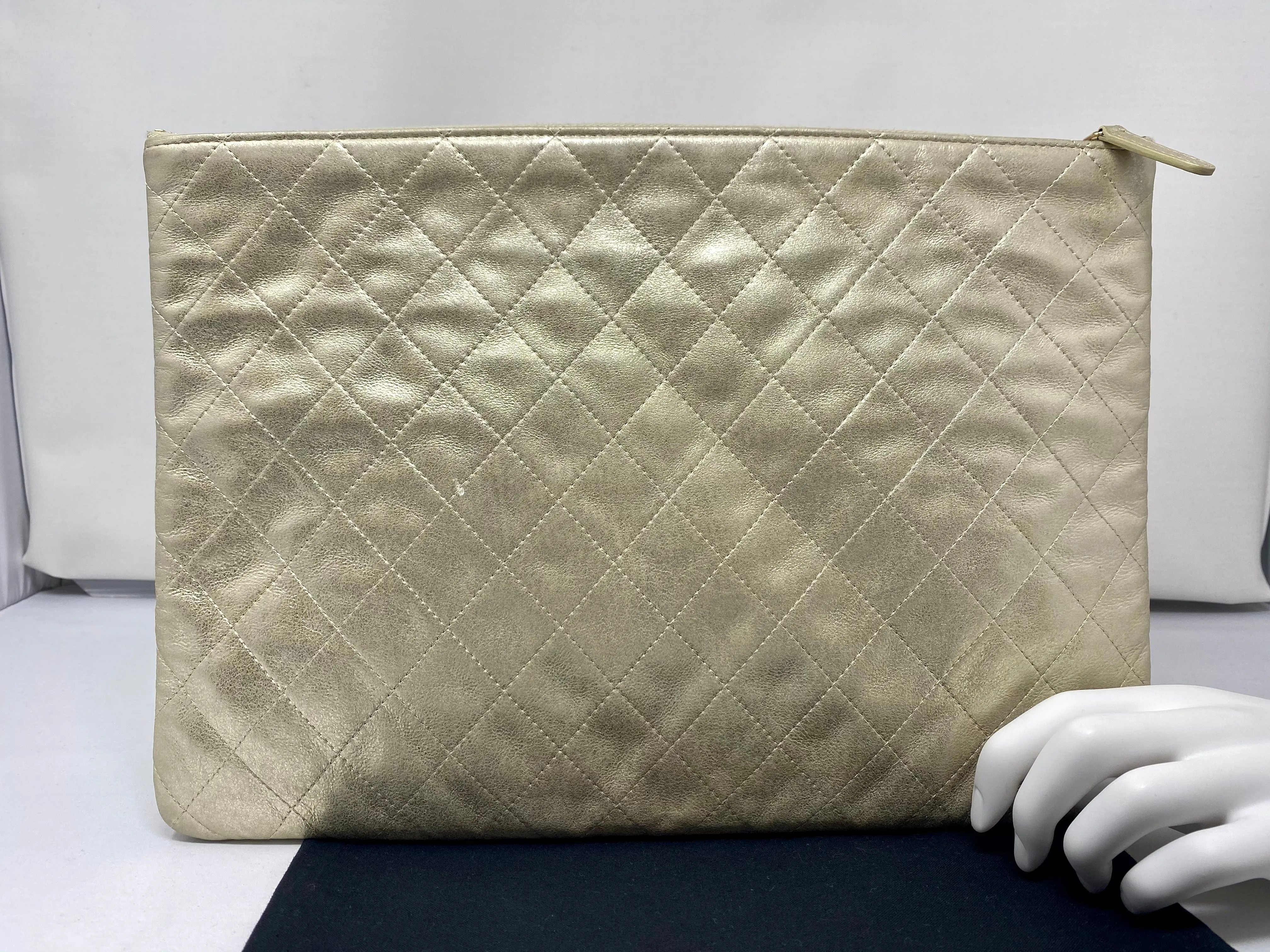 Chanel Metallic Gold O' Case with  Gold Textured CC