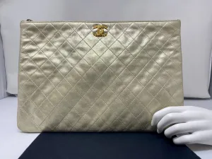 Chanel Metallic Gold O' Case with  Gold Textured CC
