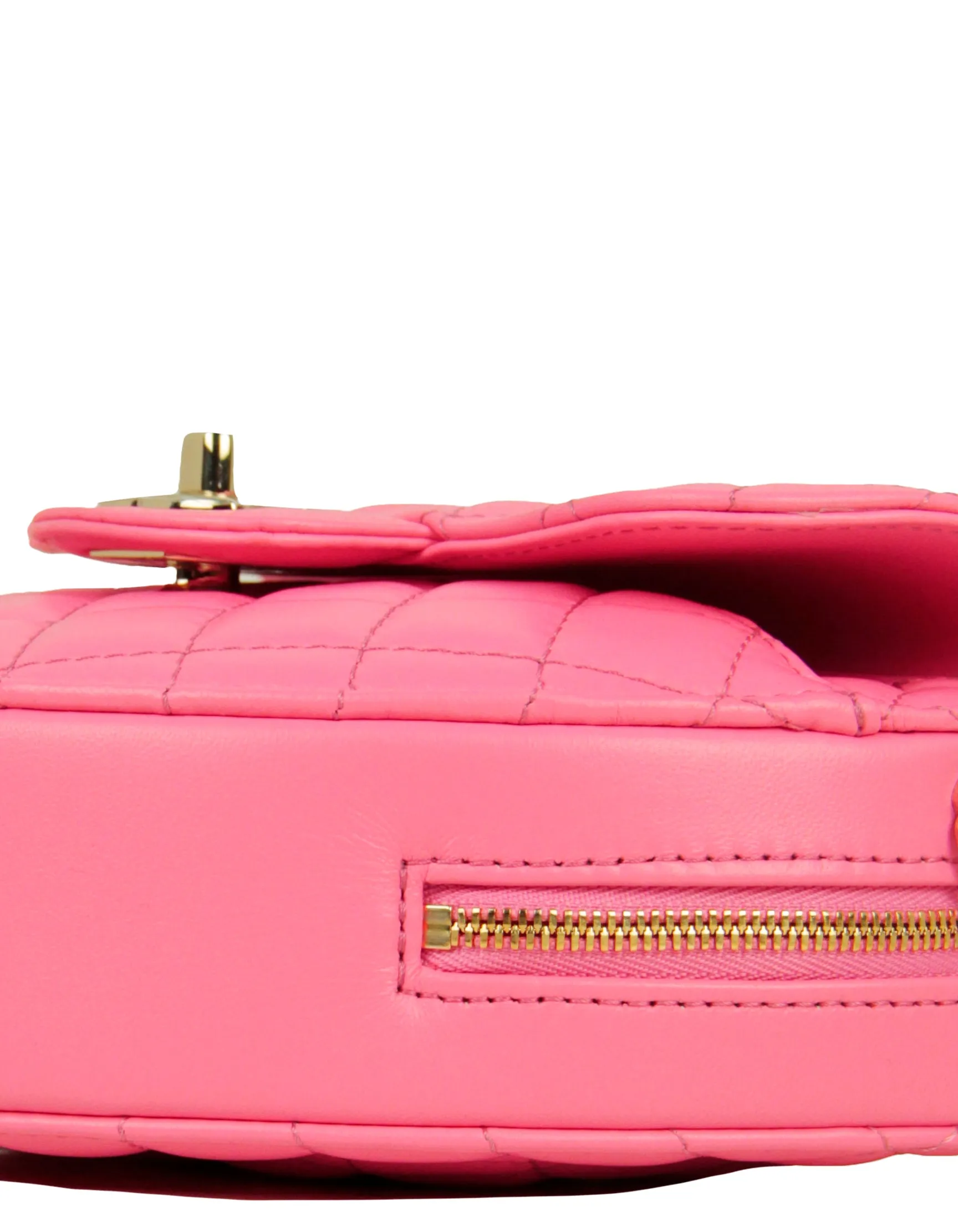 Chanel Pink Lambskin Quilted CC In Love Heart Crossbody Bag