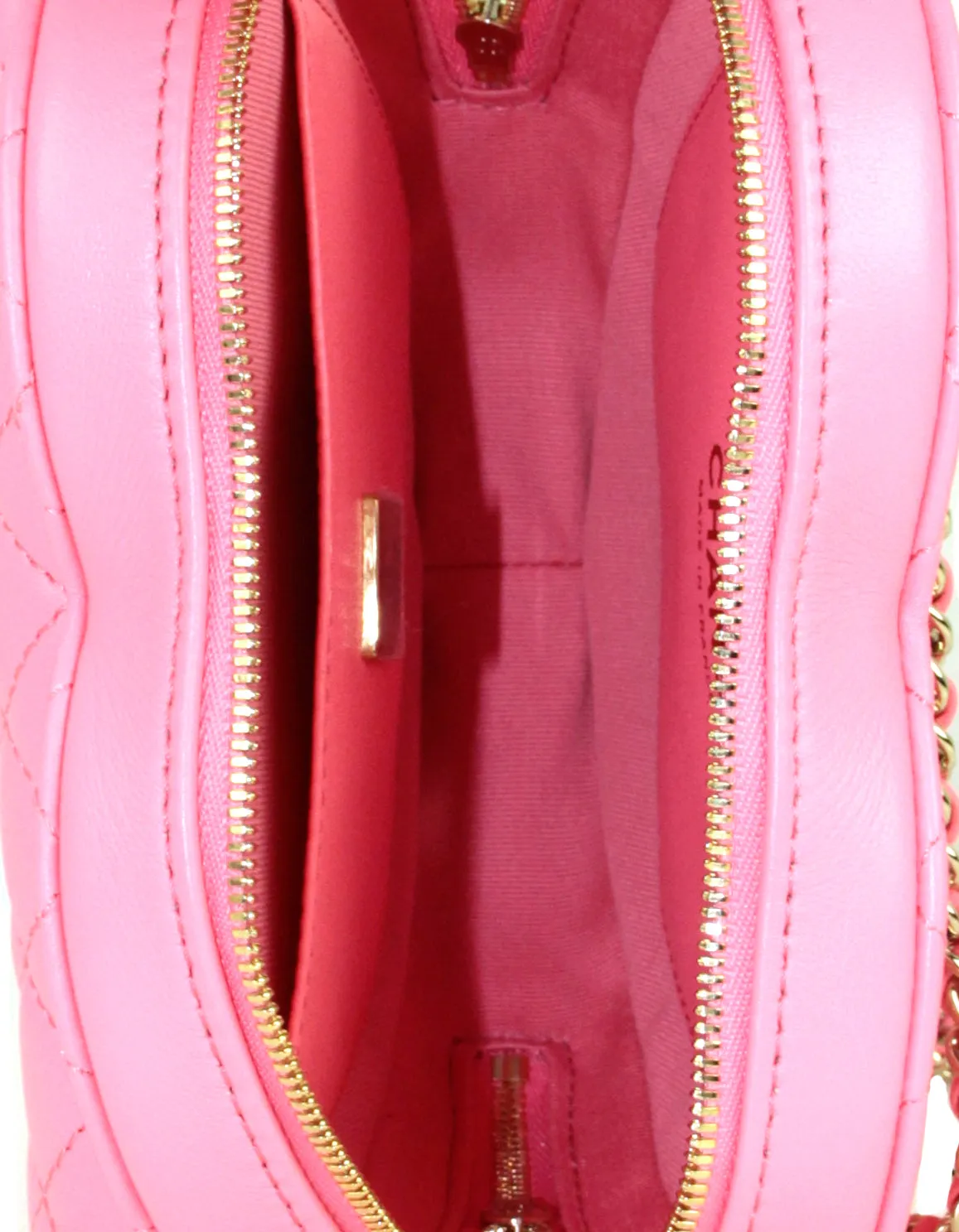 Chanel Pink Lambskin Quilted CC In Love Heart Crossbody Bag