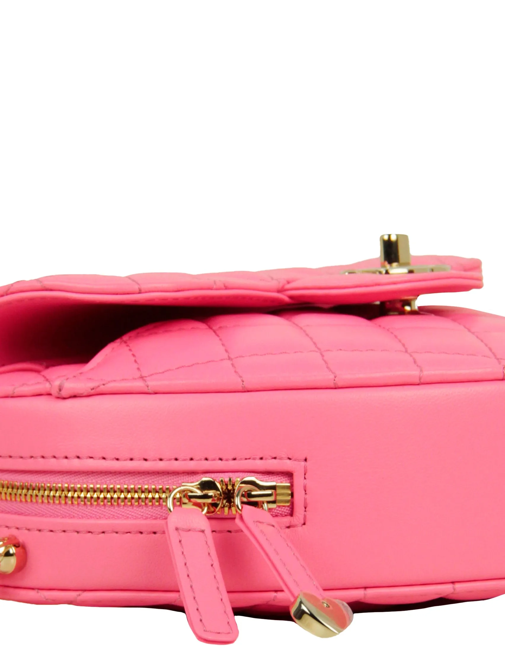 Chanel Pink Lambskin Quilted CC In Love Heart Crossbody Bag