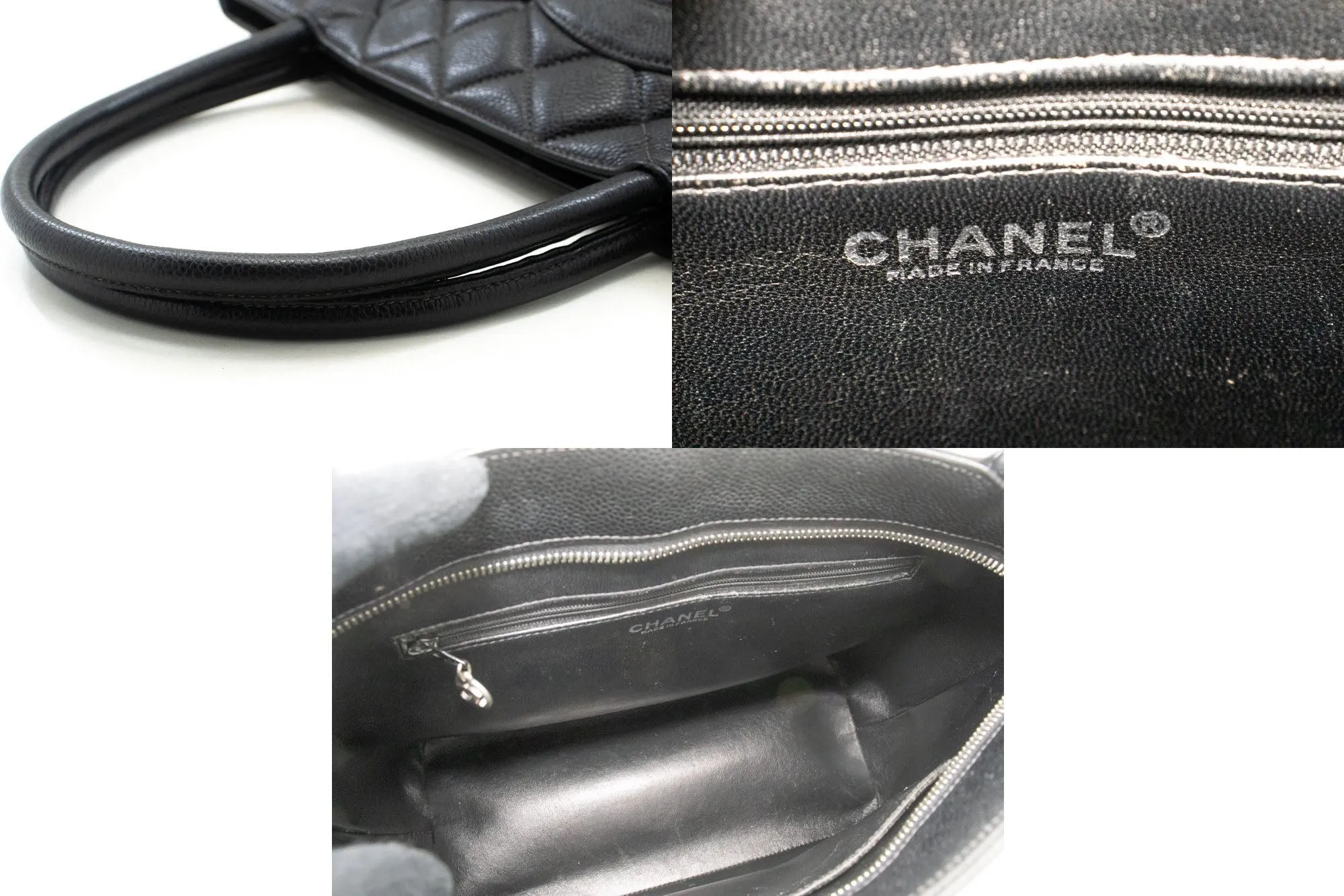 CHANEL Silver Medallion Grained Calfskin Leather Shoulder Bag n54
