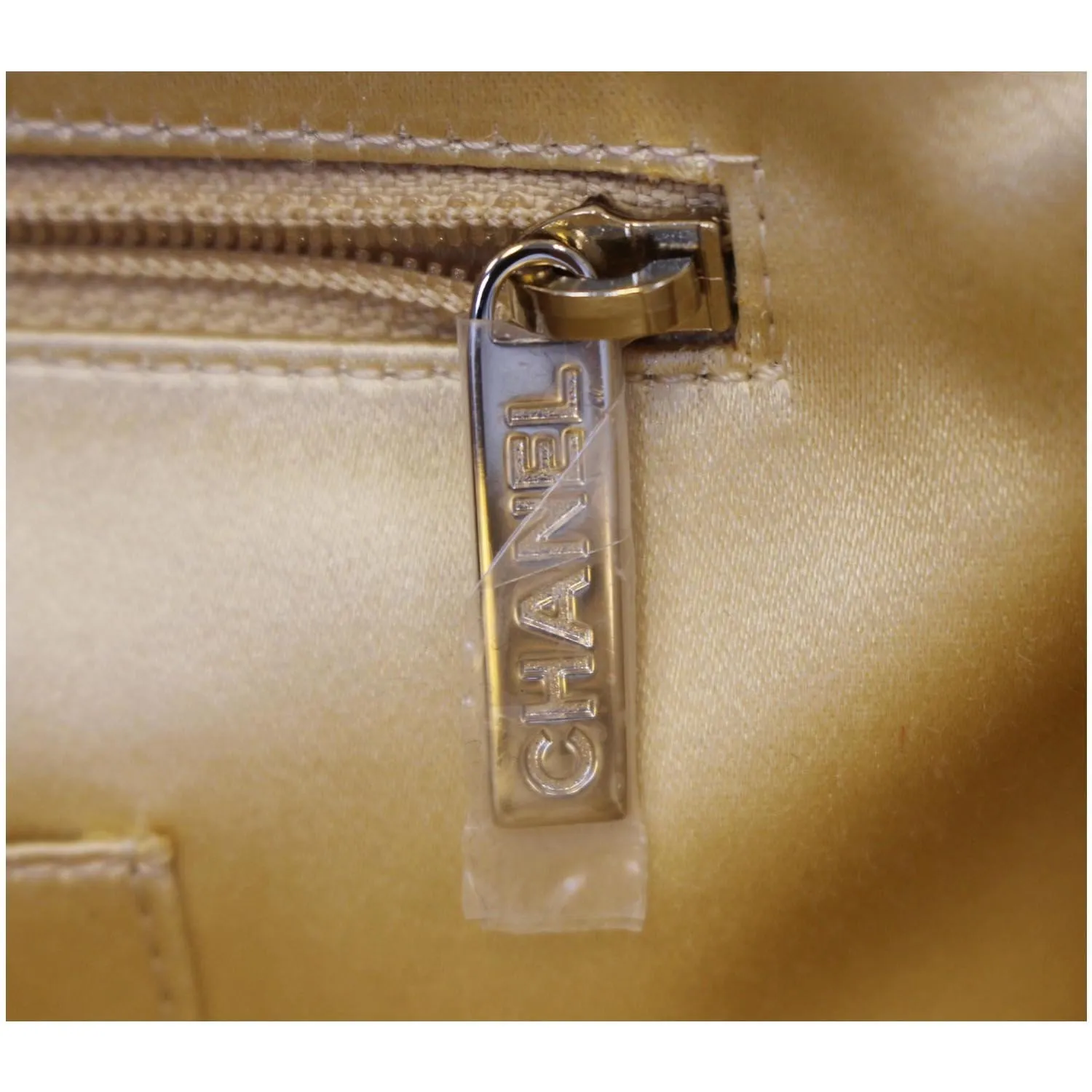 CHANEL Tweed We Need Metallic Lambskin Leather Clutch Gold