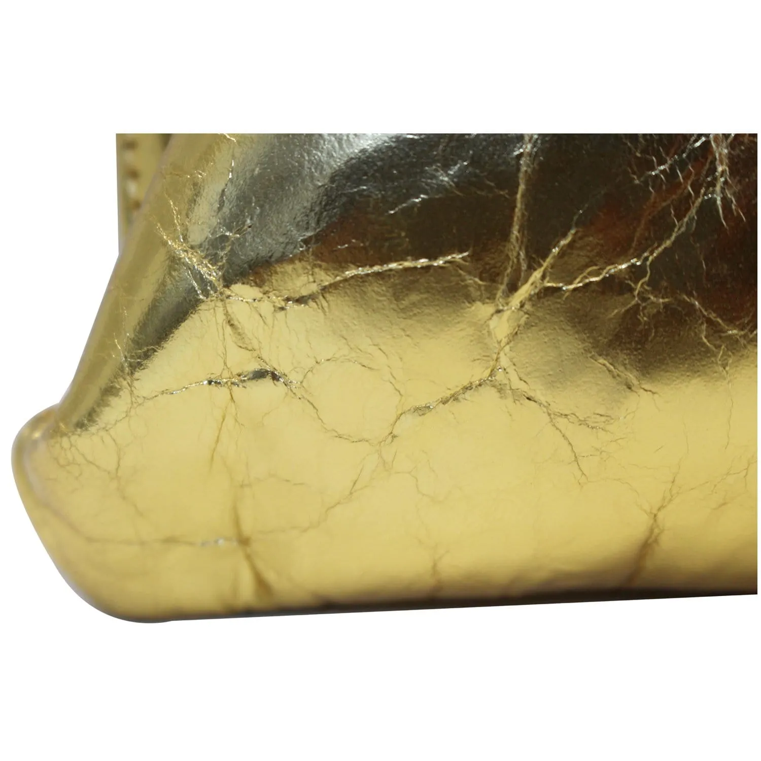 CHANEL Tweed We Need Metallic Lambskin Leather Clutch Gold