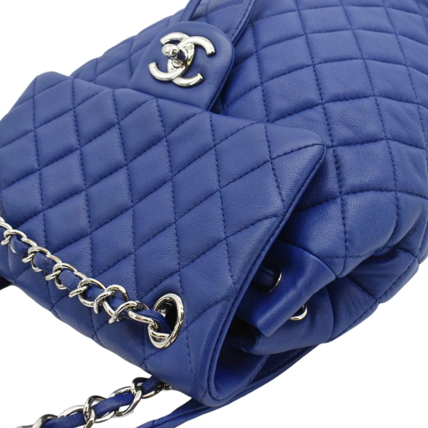 CHANEL Urban Spirit Quilted Leather Backpack Bag Blue