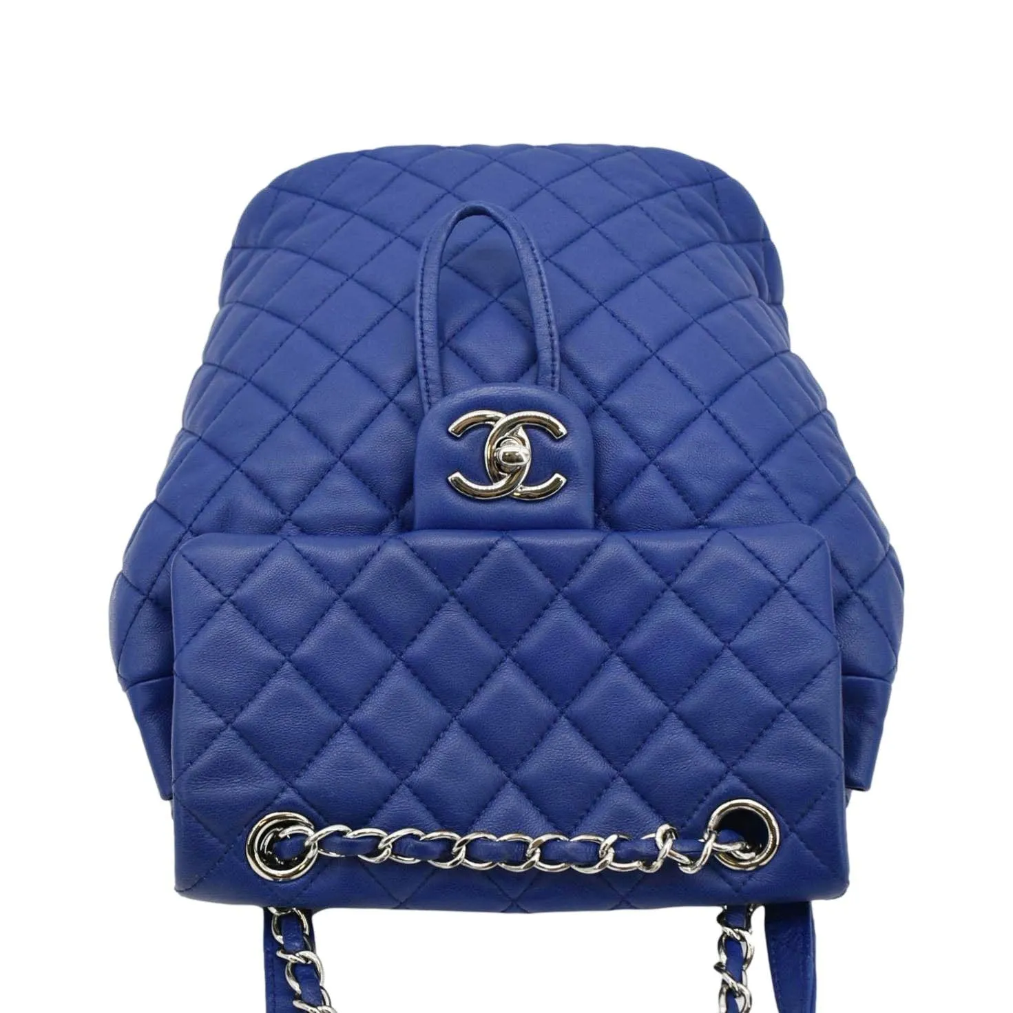 CHANEL Urban Spirit Quilted Leather Backpack Bag Blue