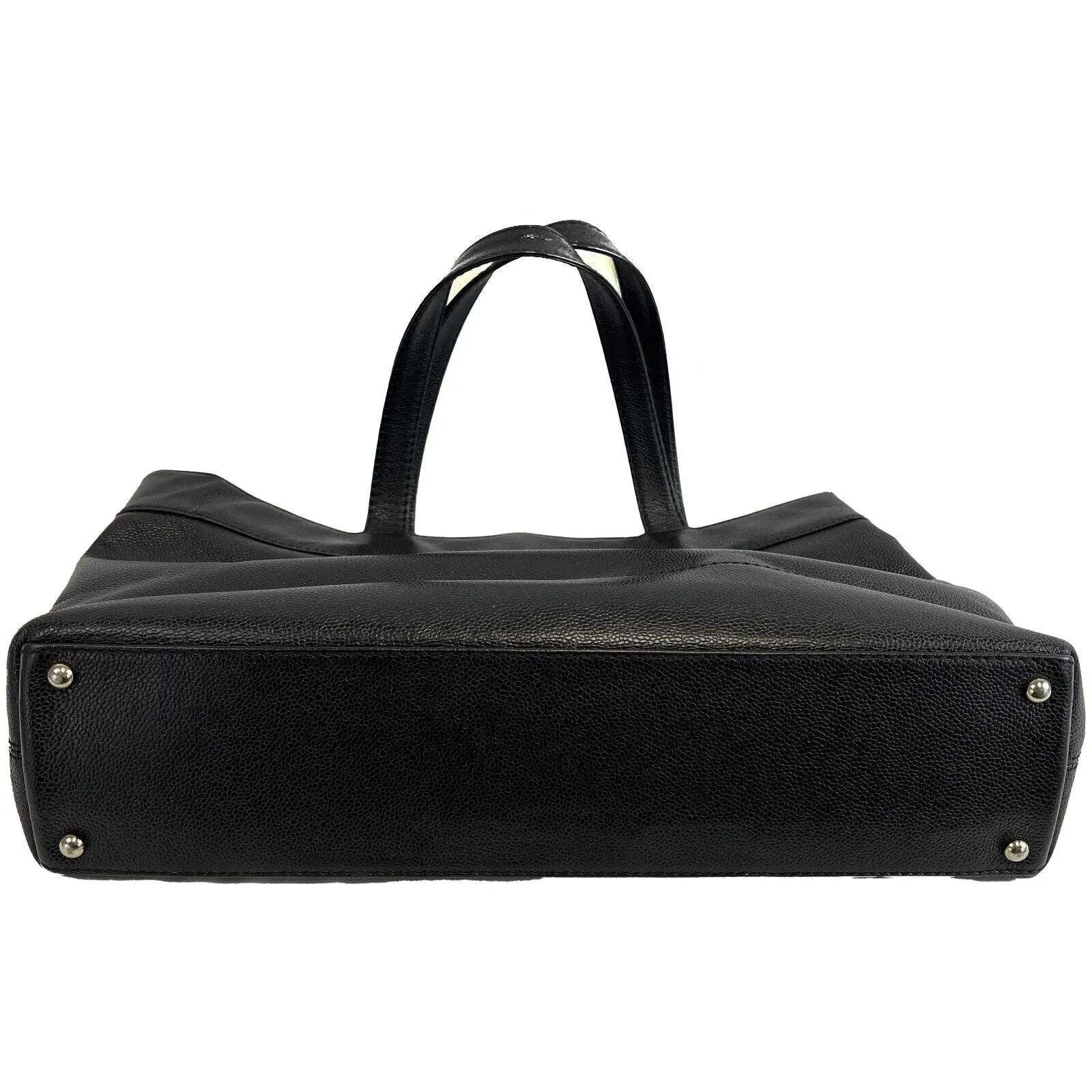 CHANEL - Vintage CC Open Caviar Leather Black Large Tote