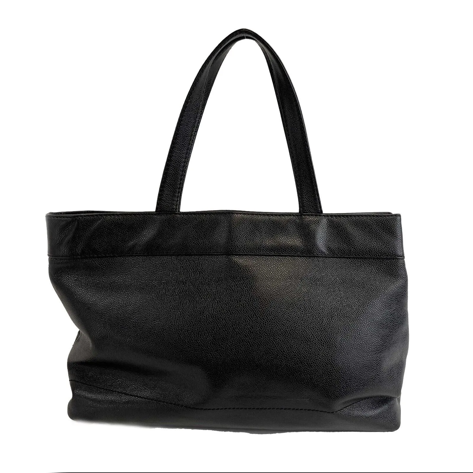 CHANEL - Vintage CC Open Caviar Leather Black Large Tote