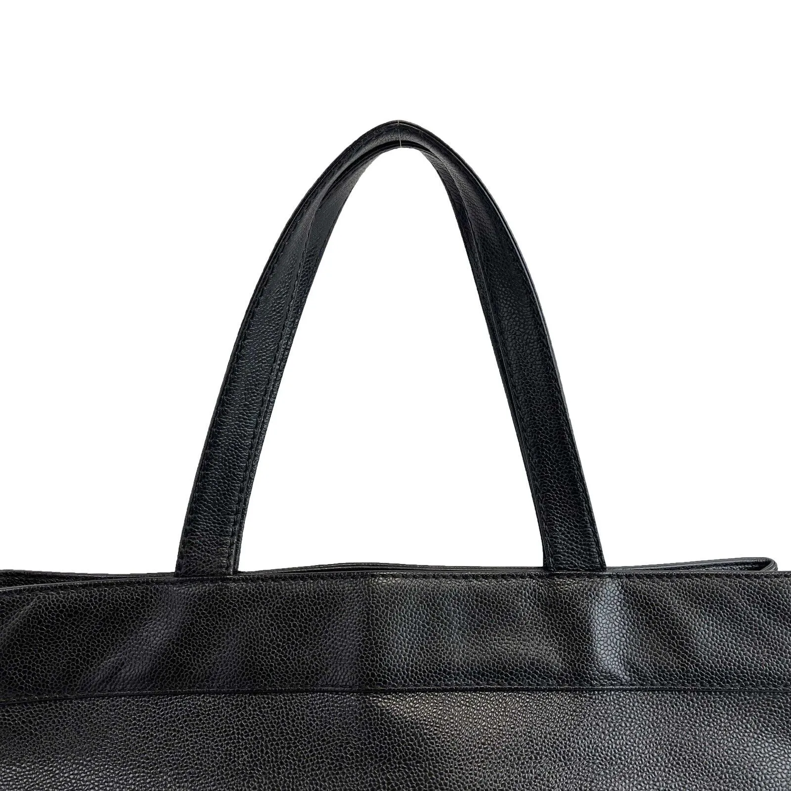 CHANEL - Vintage CC Open Caviar Leather Black Large Tote