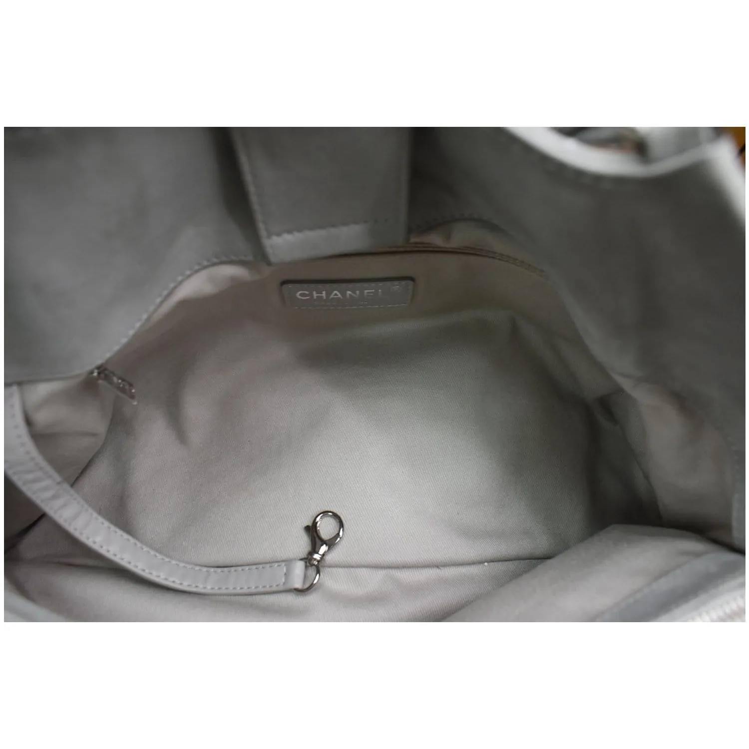 Chanel Wild Stitch CC Lambskin Leather Satchel Bag Light Grey