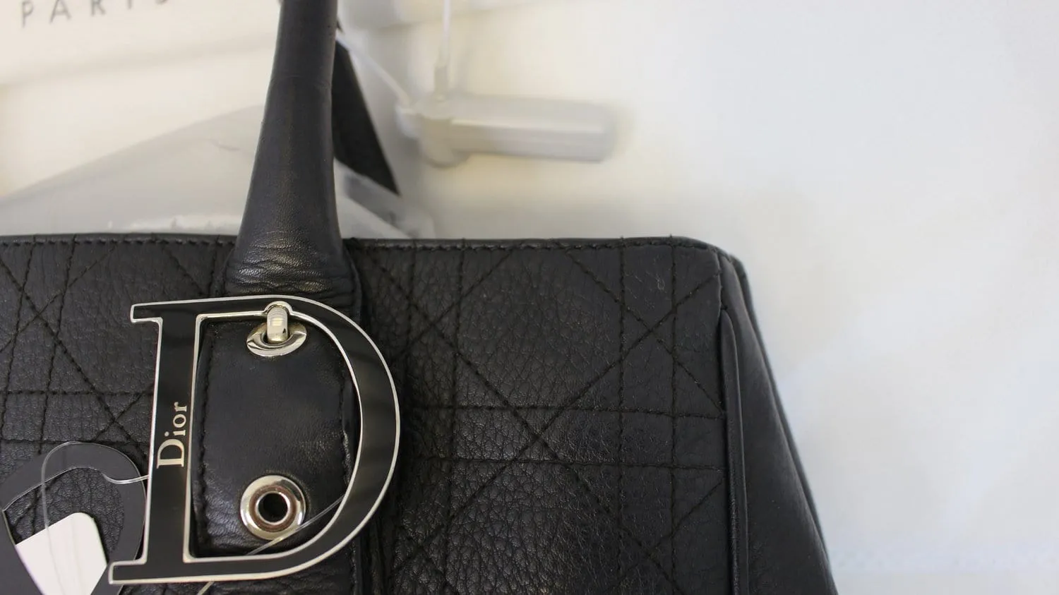 CHRISTIAN DIOR Black Leather Cannage Medium Tote Bag - Sale