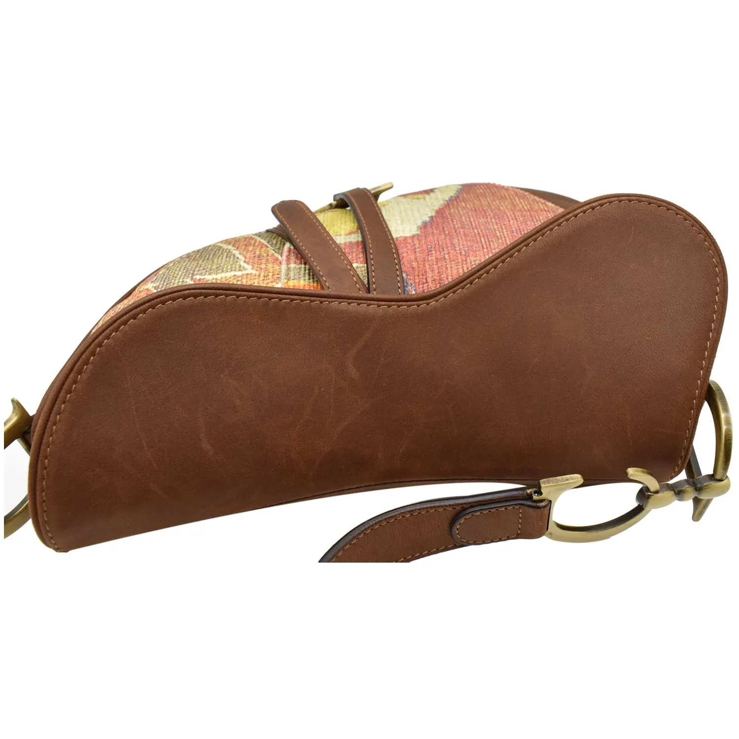 CHRISTIAN DIOR Impression Kilim Tapestry Canvas Saddle Bag Brown