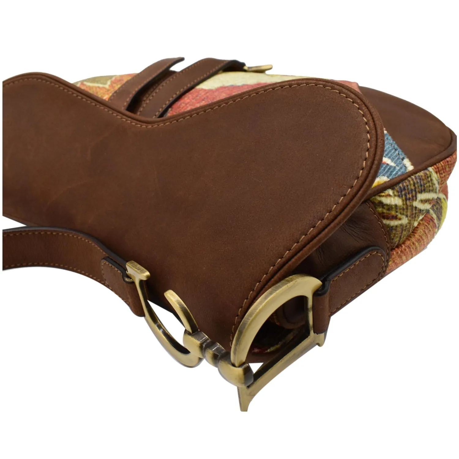 CHRISTIAN DIOR Impression Kilim Tapestry Canvas Saddle Bag Brown
