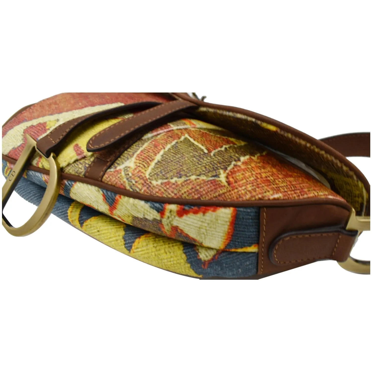 CHRISTIAN DIOR Impression Kilim Tapestry Canvas Saddle Bag Brown