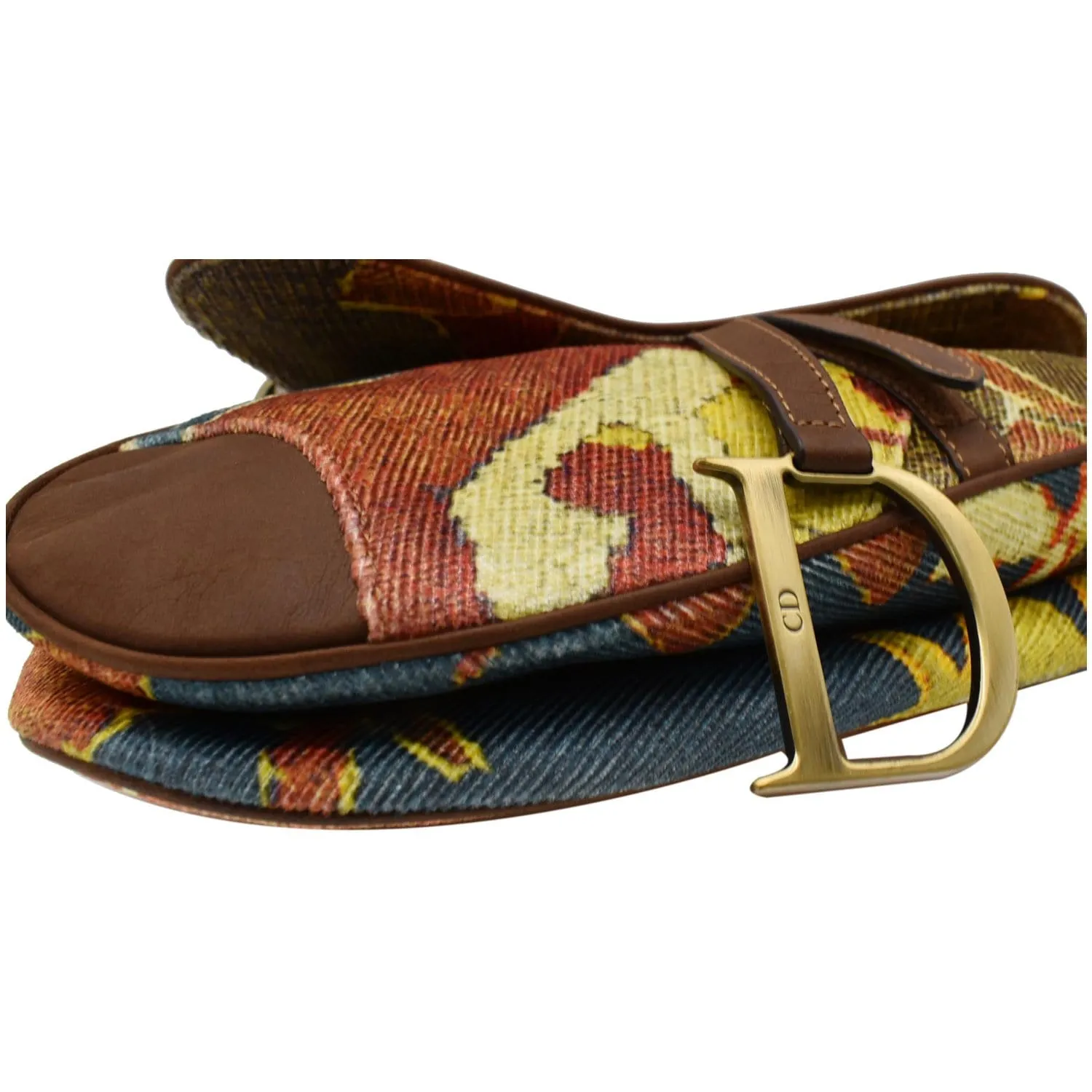 CHRISTIAN DIOR Impression Kilim Tapestry Canvas Saddle Bag Brown