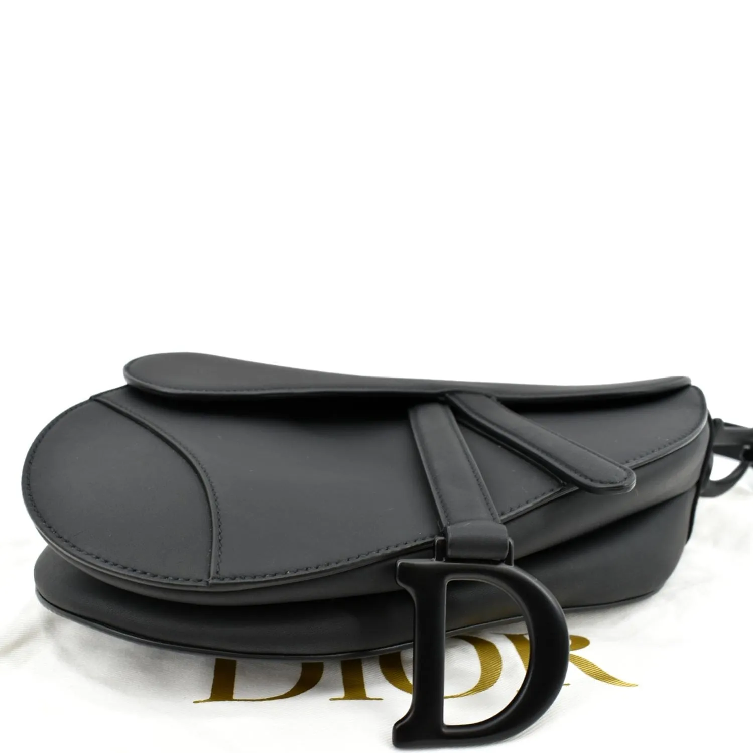 CHRISTIAN DIOR Saddle Leather Satchel Bag Black