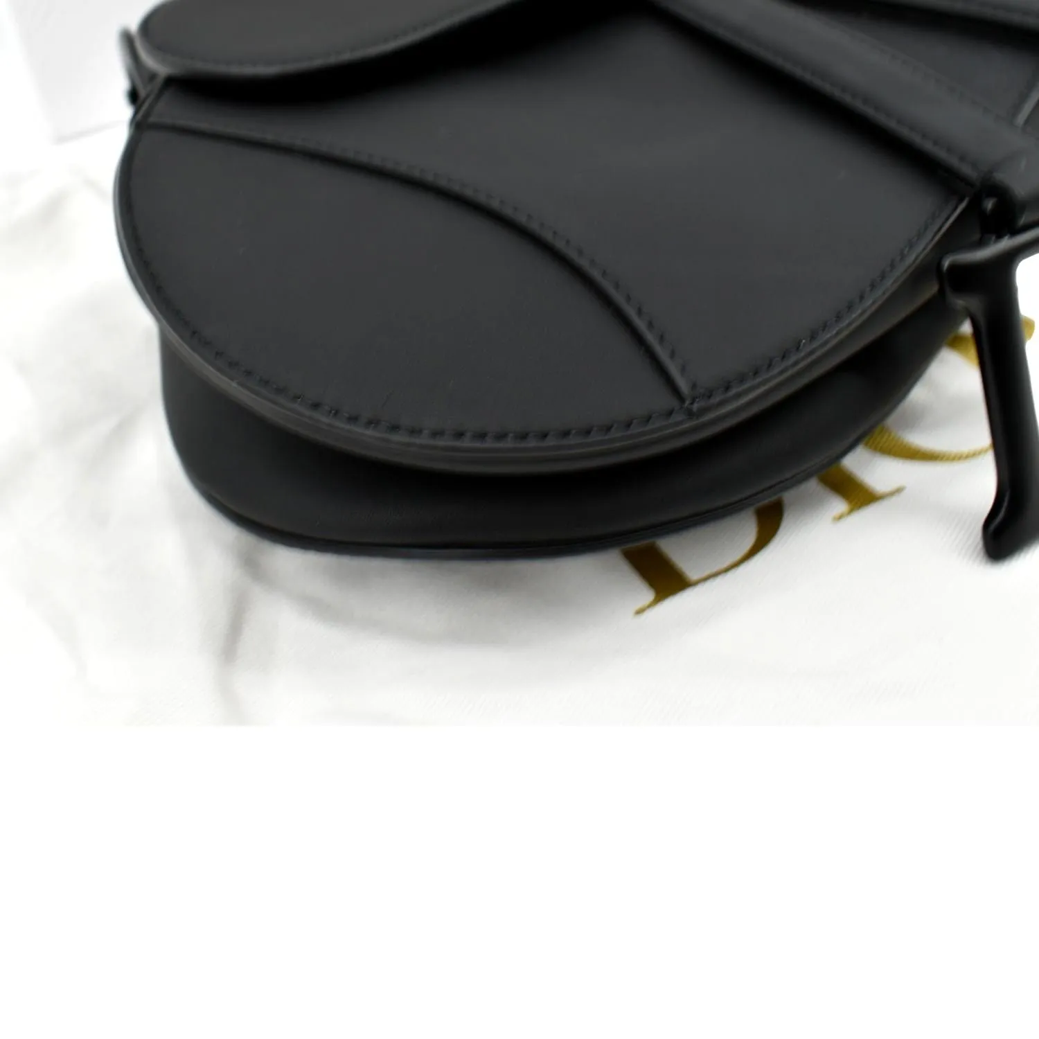 CHRISTIAN DIOR Saddle Leather Satchel Bag Black